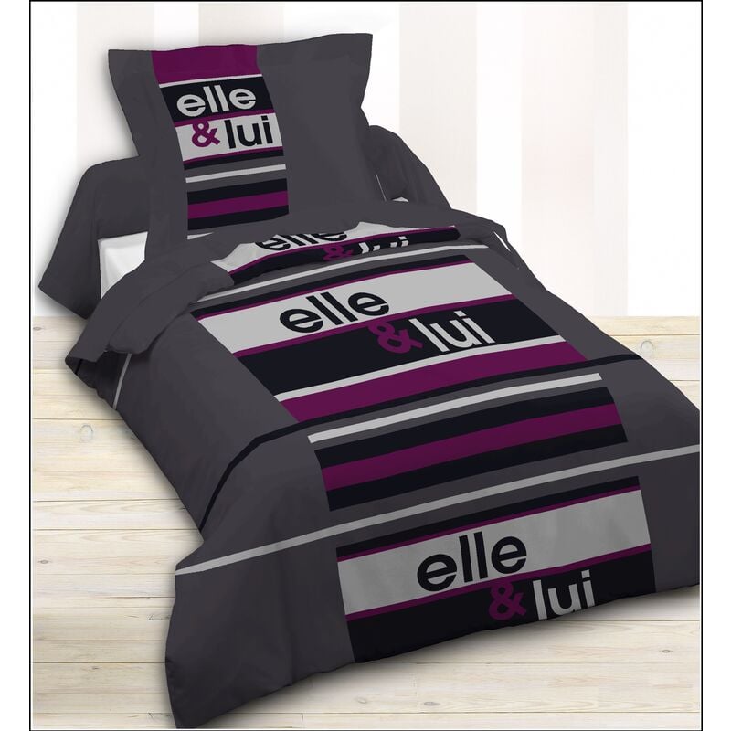 Housse de couette 1 place coton 140 x 200 cm - Elle Lui