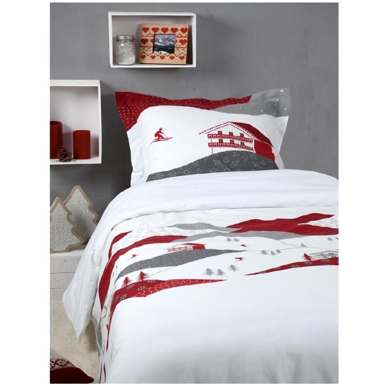 Lovely Casa - Housse de couette + 1 taie 140 x 200 cm Albiez montagne