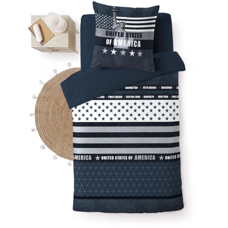 Housse de couette + 1 taie 140 x 200 cm America