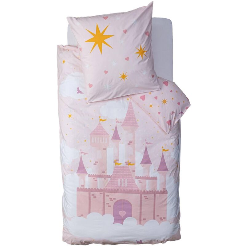 1001kdo - Housse de couette + 1 taie 140 x 200 cm Chateau de princesse