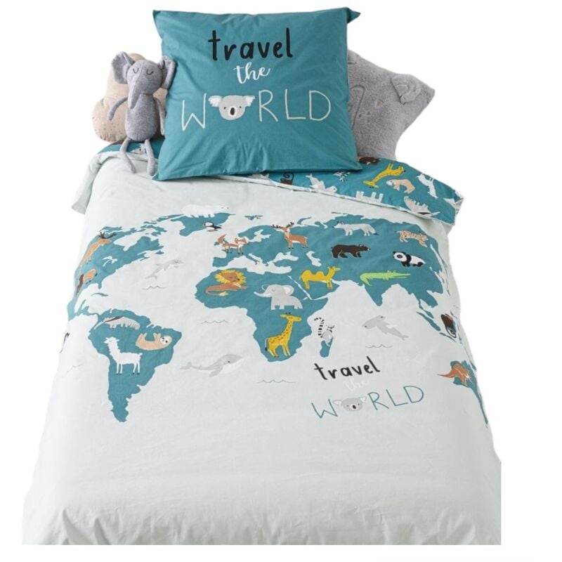 Housse de couette + 1 taie 140 x 200 cm Le monde et les animaux