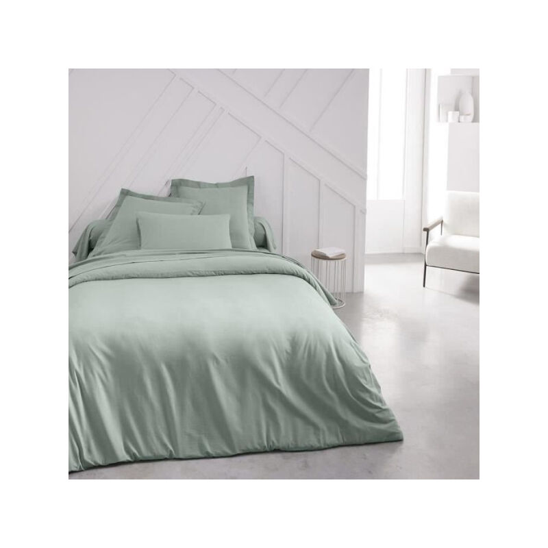 Today - Housse de couette Essential - 240 x 260 cm - 2 personnes - 100% Coton uni - Celadon