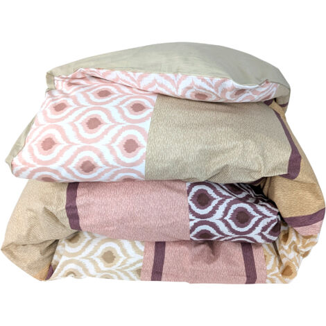 Housse de couette 100% coton INOUK rose/beige 260x240 cm