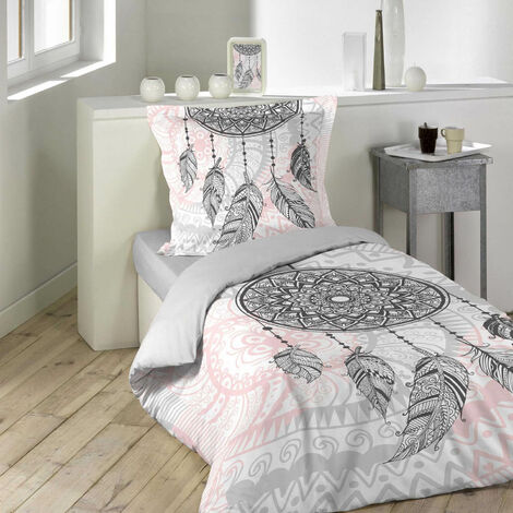 Housse de Couette - 140 x 200 cm + taie - Namaste, attrape-rêves - Gris