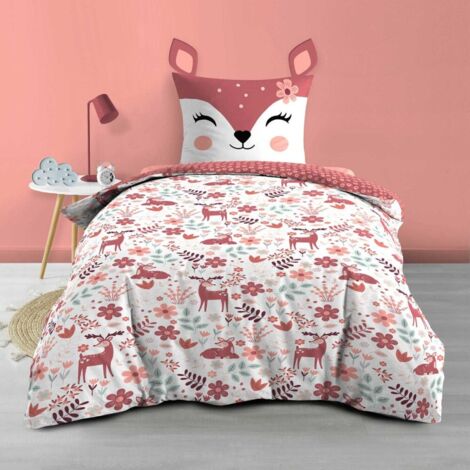 Housse de couette 140x200 + 1 taie BICHETTE 100% coton