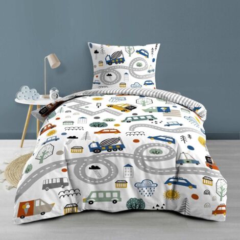 Housse de couette 140x200 + 1 taie BOLIDE 100% coton