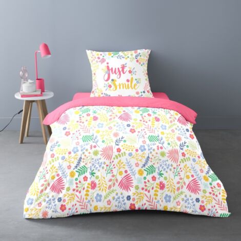 Housse de couette 140x200 JUST SMILE + 1 taie coton