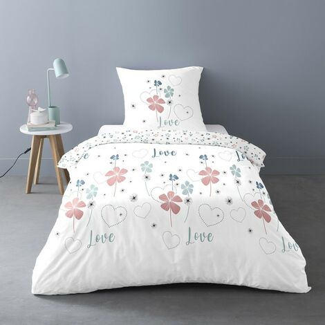Housse de couette 140x200 Love Tiana + taie polycoton