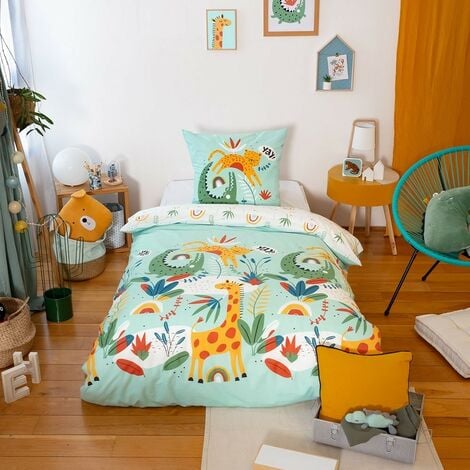 Housse de couette 140x200 Poumba + taie coton adouci 57 fils