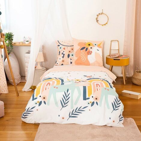 Housse de couette 140x200 Prunellia + taie 100% coton 57 fils