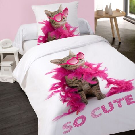 Housse de couette 140x200 So cute + 1 taie 100% coton