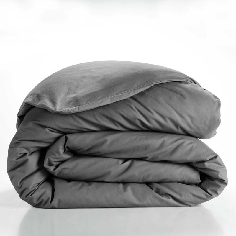 Douceur D'intérieur - Housse de couette unie 240x260 cm - Coton - Anthracite