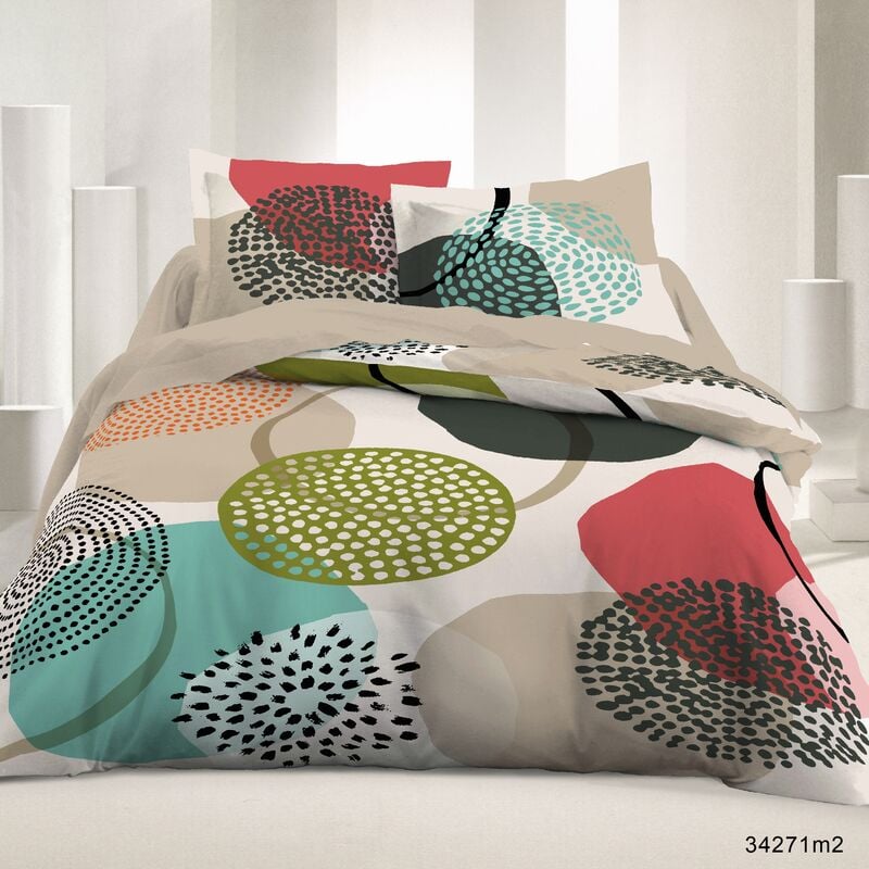 Maison&marques - Housse de couette 2 places 220 x 240 cm coton 42 Fils - Rond
