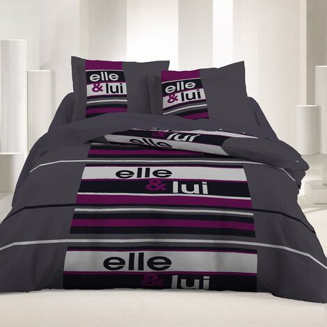 Housse de couette 2 places coton 220 x 240 cm-  Elle Lui 