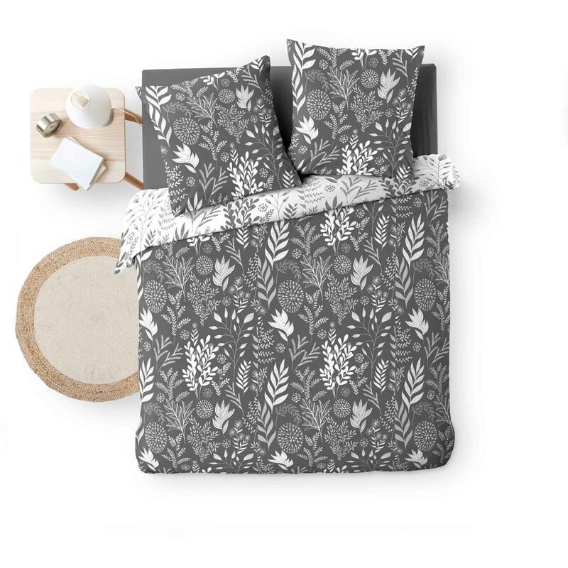 Douceur D'intérieur - Housse de couette + 2 taies 220 x 240 cm Suzanna anthracite
