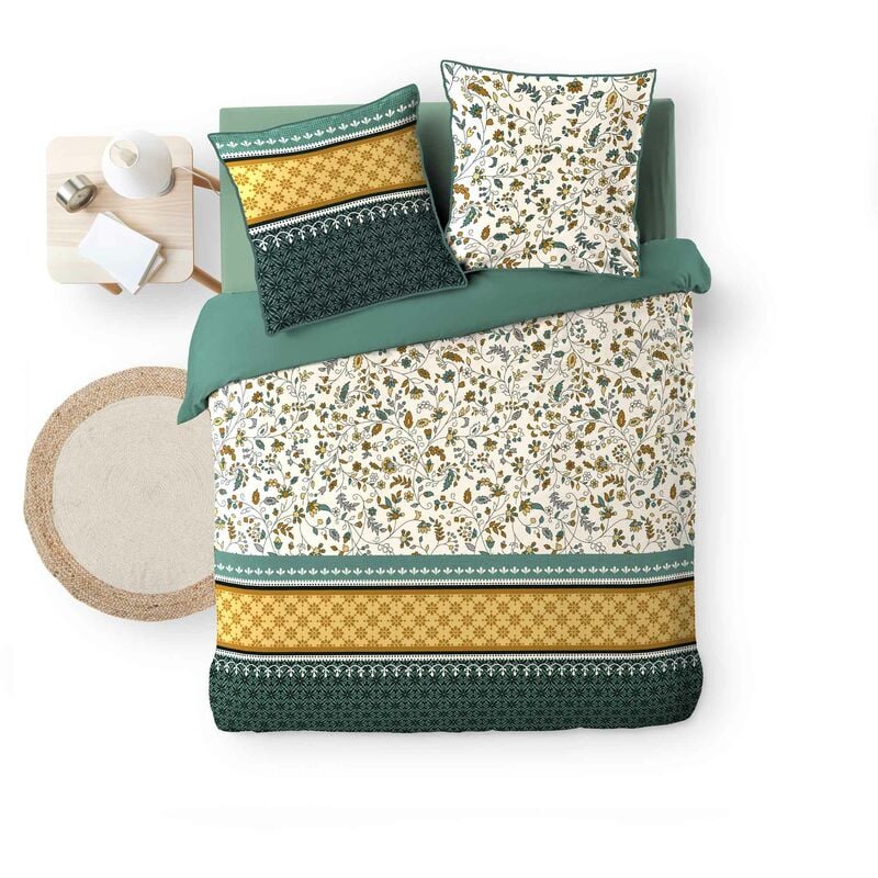 Douceur D'intérieur - Housse de couette + 2 taies coton 220 x 240 cm Fleurine des champs