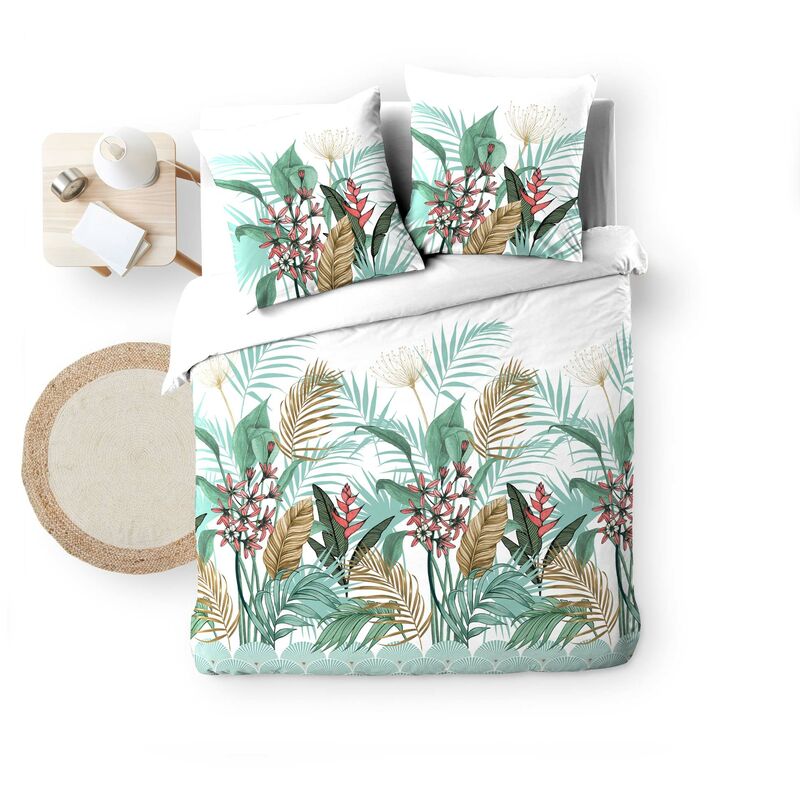 Housse de couette + 2 taies Gaze de coton 220 x 240 cm Tendance Costa rica