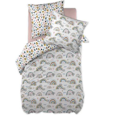 Housse de couette 200x200 + 2 taies d100% coton Arcoeur