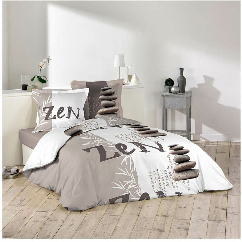 Doulito - Housse de couette - 220 x 240 cm + taies - Galets zen