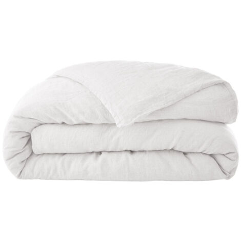 Housse de couette 220 x 240 en lin lavé blanc - LUISA