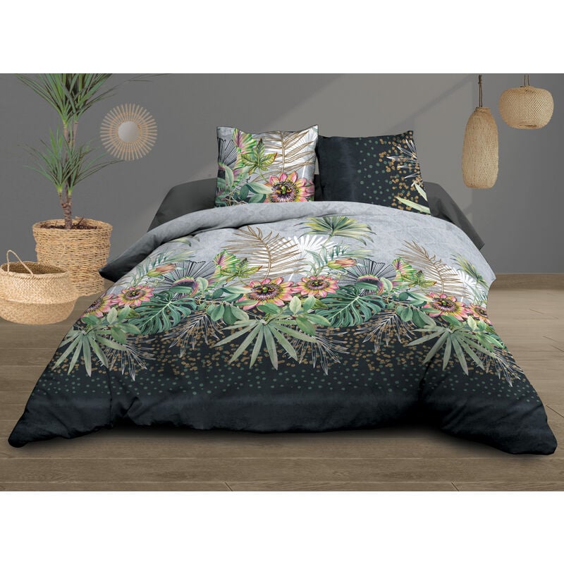 Le Linge De Jules - Housse de couette 220x240 + 2 taies - Pur coton 57 fils - Flora