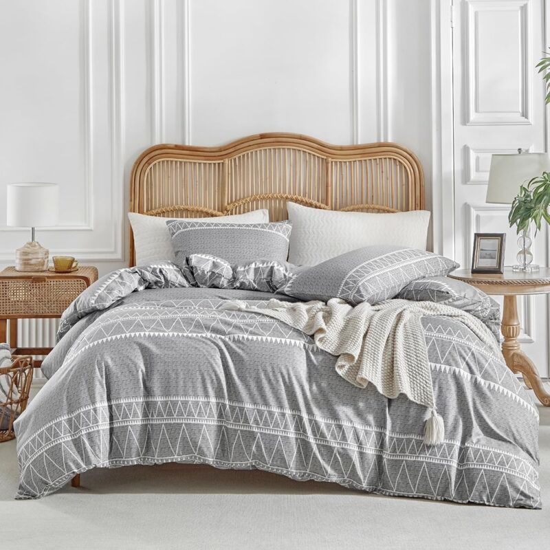 Housse de Couette 220x240 avec 2 Taies d'oreiller 65x65 cm - Design Bohémien - Parure de lit 220x240 Adulte cm - Housse Couette avec Fermetures