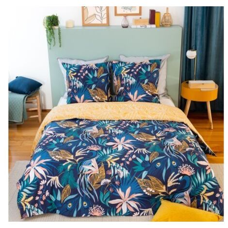 Housse de couette 220x240 cm + 2 taies d'oreiller 63x63 cm 100% Coton 57 fils Aglae