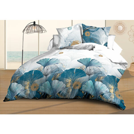 Housse de couette 220x240 cm avec 2 taies 63x63 cm – Microfibre ultra douce – Tissage serré 90 gr/m² – Entretien facile et infroissable – Le Linge De Jules