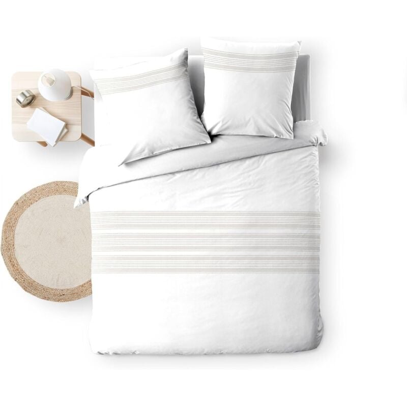 Douceur D'intérieur - Parure 3 Pièces Fils Teints Brodés 68 Fils - opera - 240x220cm.