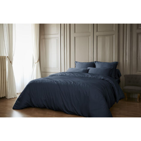 Housse de couette 240 x 220 cm bambou de satin 120 fils Salomé Bleu nuit