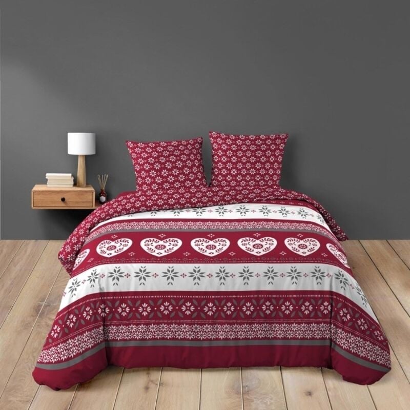 Douceur D'intérieur - Housse de couette 260 x 240 cm coton 42 fils + 2 taies Alpage