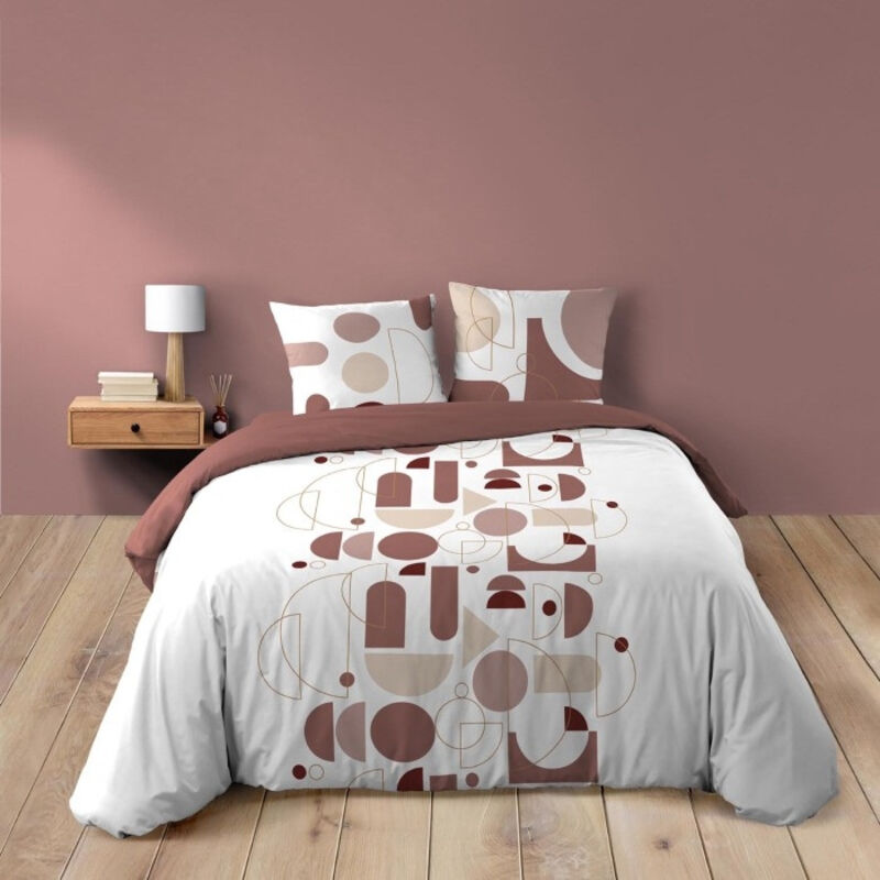 Housse de couette 260 x 240 cm coton 42 fils + 2 taies Chilipop rose