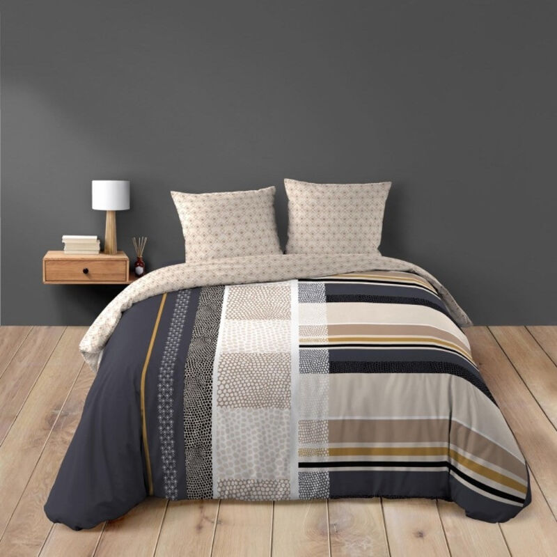 Douceur D'intérieur - Housse de couette 240 x 220 cm coton 42 fils + 2 taies Romeo