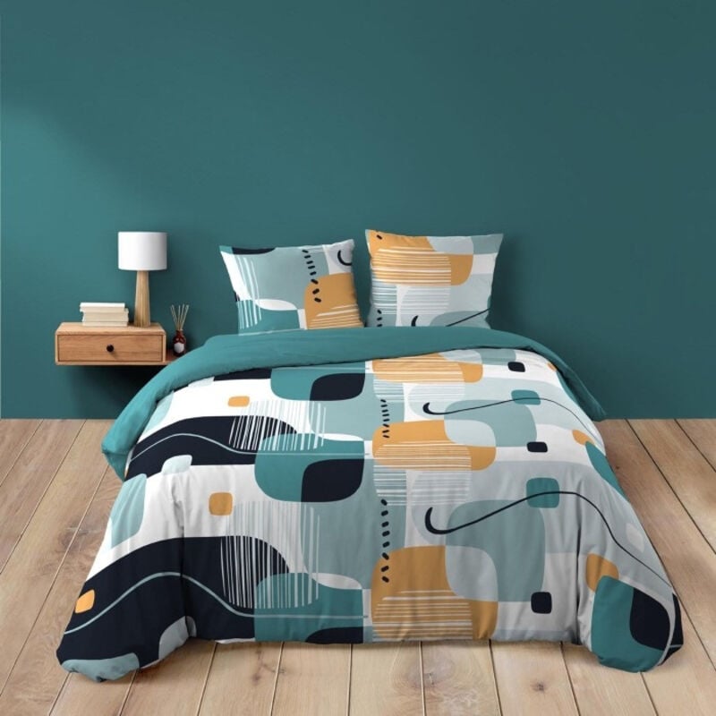 Housse de couette 200 x 200 cm coton 42 fils + 2 taies Sprint