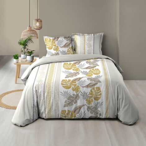 Housse de couette 240 x 220 cm coton 57 fils + 2 taies Moana