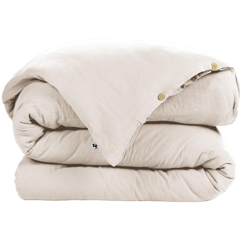 Cdaffaires - Housse de couette 240 x 220 cm double gaze de coton Gaïa Pampa