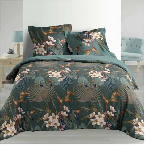 Housse de couette - 240 x 220 cm + taies - percale 78 fils - Ginkgo