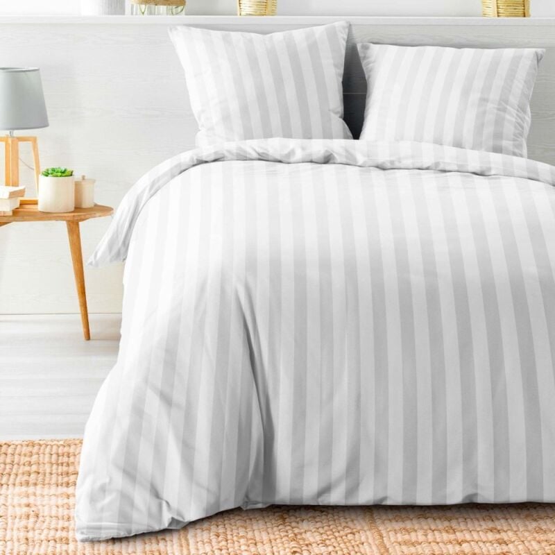 Housse de couette 240x220 + 2 taies Cléo Blanc microfibre