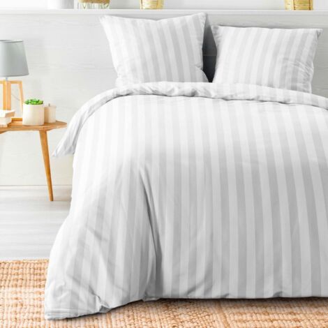 Housse de couette 240x220 + 2 taies Cléo Blanc microfibre