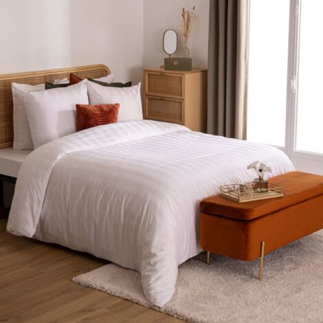 Housse de couette 240x220 + 2 taies coton satiné blanc