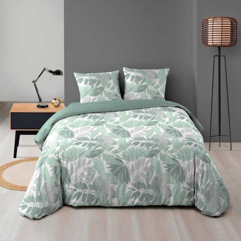 Douceur D'intérieur - Housse de couette 240x220 + 2 taies epicea microfibre flanelle