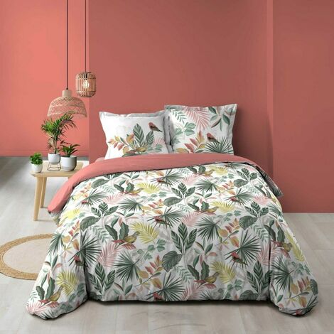 Parure de couette Imprimé double face percale pur coton peigné