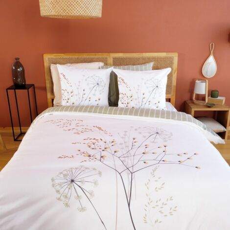 Housse de couette 240x220 + 2 taies SOLIFLORE 100% Coton 57 fils