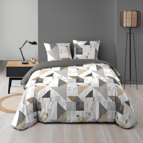Housse de couette 240x220 + 2 taies TRIGONE microfibre