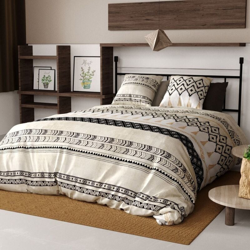 Housse de couette 240x220 Bohème + 2 taies coton 57 fils