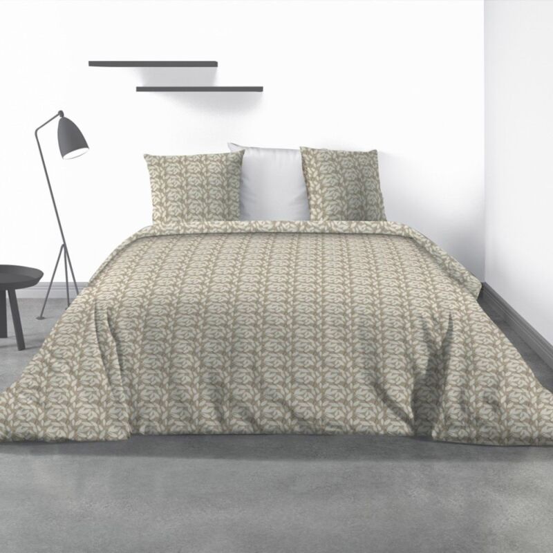 Housse de couette 240x220 Carmel + 2 taies microfibre