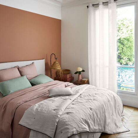 Housse de couette 240x220 cm MADURA - Rose poudré et bourdon noir - CARLINA