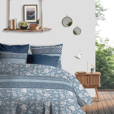 Housse de couette 240x220 Debby + 2 taies coton bio 57 fils