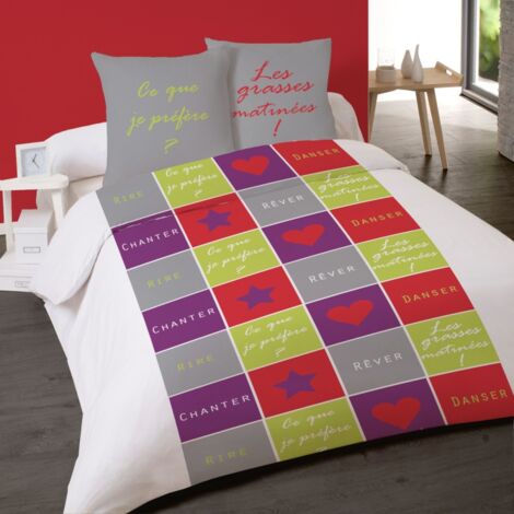 Housse de couette 240x220 GRASSE MAT + 2 taies 100% coton