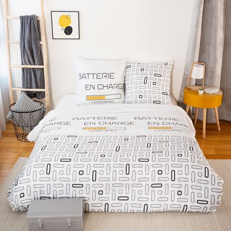 Côté Déco - Housse de couette 240x220 Loading + 2 taies microfibre